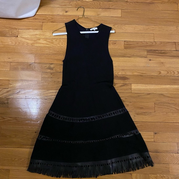 Parker Crew Neck Mini Dress w/ laser cut leather details - Picture 2 of 5